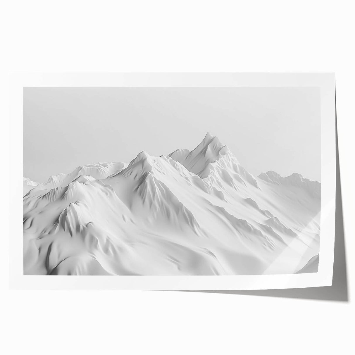 Rolled print of a stunning glacier landscape design, featuring vibrant blues and whites, ideal for home decor, showcasing nature's beauty in a modern art style.