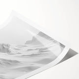 Glacier landscape wall art print showcasing icy blue and white hues, rolled and ready for framing, perfect for adding a serene touch to home decor.