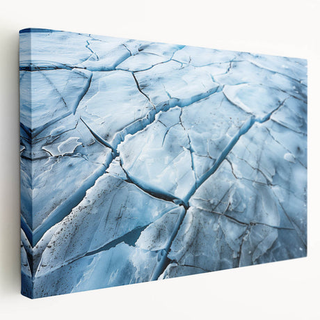 Stretched canvas wall art showcasing a stunning glacier landscape design, featuring icy blue tones and intricate details, perfect for enhancing any modern decor.