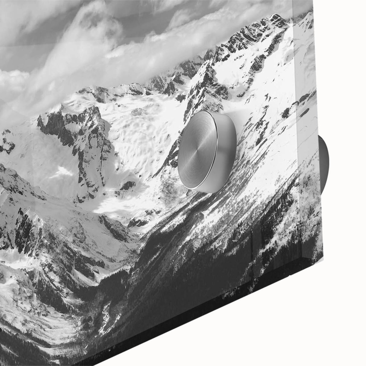 Close-up of a stunning acrylic glass wall art piece showcasing a vibrant glacier landscape design, highlighting intricate details and rich colors, perfect for modern decor.