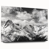 Acrylic glass wall art showcasing a stunning glacier landscape design, elegantly displayed in a side view with decorative pins, perfect for modern home decor.