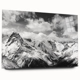 Acrylic glass wall art featuring a stunning glacier landscape design in vibrant blue and white hues, showcased from a side view, perfect for modern home decor.