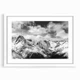 Framed wall art collection featuring a stunning glacier landscape design, with a white mat and sleek black frame, ideal for modern home decor.