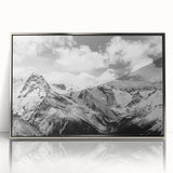 Framed acrylic wall art design showcasing a stunning glacier landscape in silver tones, perfect for modern home decor, emphasizing nature's beauty and tranquility.