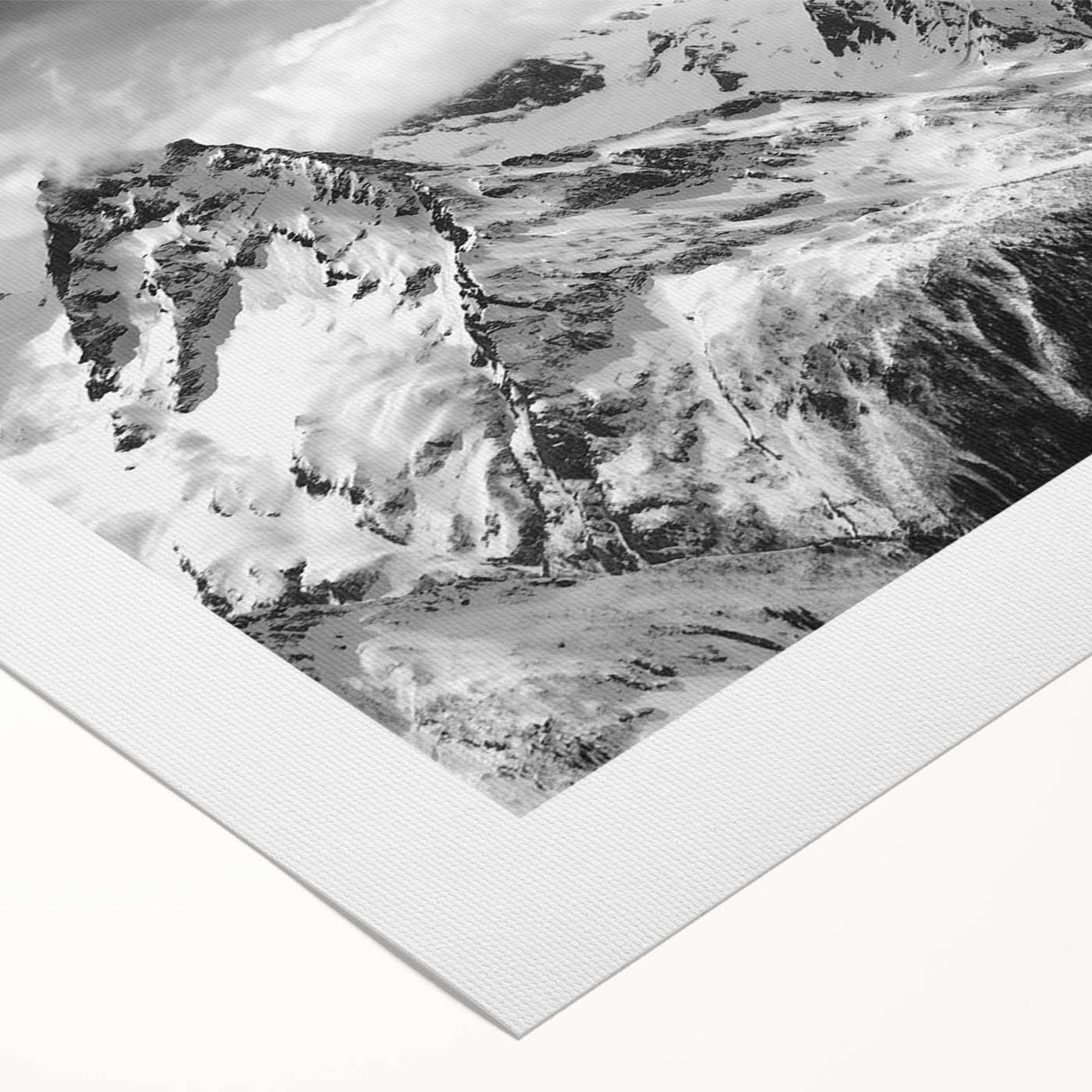 Rolled canvas featuring a stunning glacier landscape design, showcasing vibrant blue and white hues, perfect for modern home decor. Ideal for nature enthusiasts.