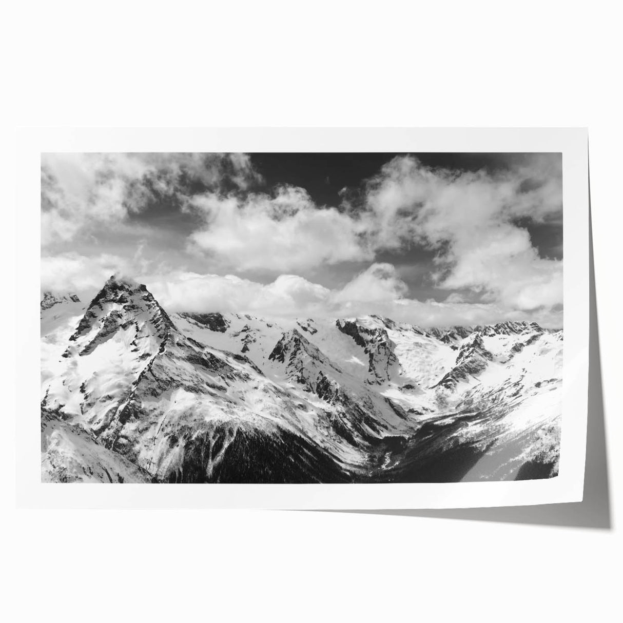 Vibrant rolled wall art print showcasing a stunning glacier landscape design in cool blue and white tones, perfect for enhancing modern home decor.