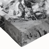 Close-up of a vibrant stretched canvas print showcasing a stunning glacier landscape design, featuring intricate details and rich colors, perfect for modern home decor.