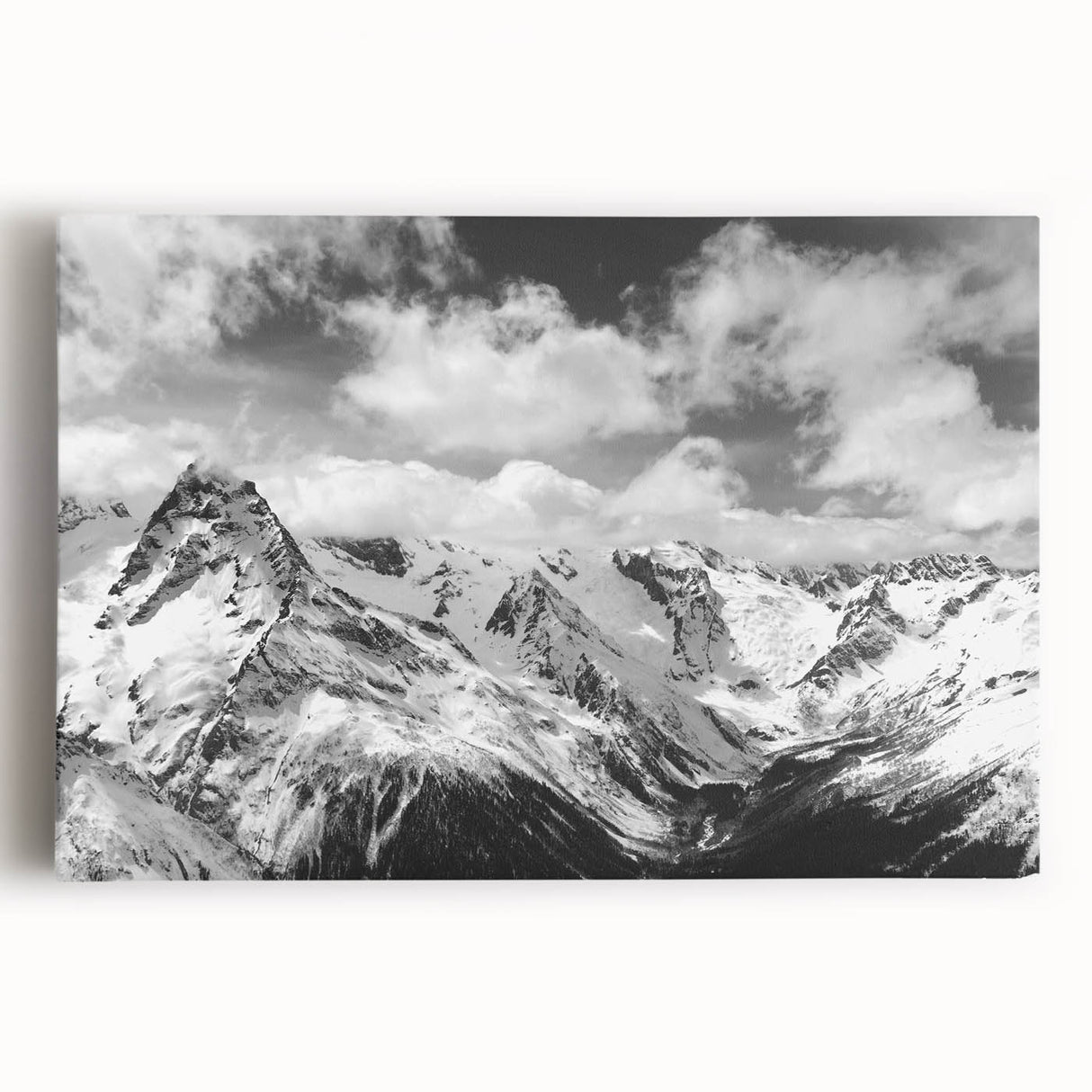 Stretched canvas wall art showcasing a breathtaking glacier landscape design, featuring vibrant blues and whites, ideal for modern home decor and nature enthusiasts.