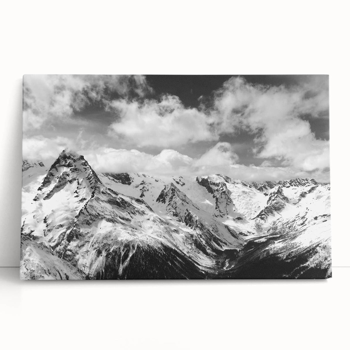 Stretched canvas wall art showcasing a vibrant glacier landscape design, featuring cool blue tones and intricate details, perfect for modern home decor.