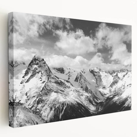 Stretched canvas wall art showcasing a stunning glacier landscape design, featuring vibrant blues and whites, perfect for modern home decor.