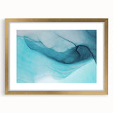 Framed wall art showcasing a stunning glacier landscape design with a gold mat, ideal for home decor and adding a touch of elegance to any room.