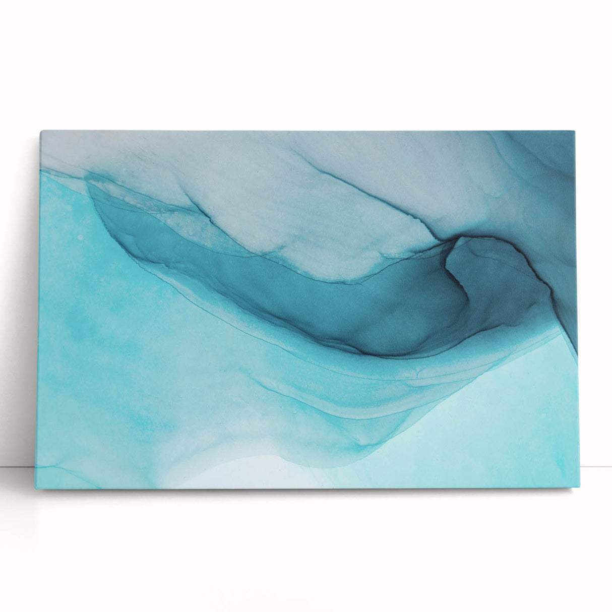 Stretched canvas wall art showcasing a stunning glacier landscape design, featuring icy blue tones and intricate details, perfect for modern home decor.
