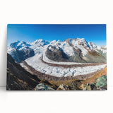 Stretched canvas wall art showcasing a stunning glacier landscape design, featuring cool blue tones and intricate textures, perfect for modern home decor.