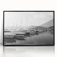 Framed acrylic wall art showcasing a serene harbor landscape design with a black frame, adding elegance to home decor. Ideal for nautical-themed interiors.