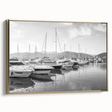 Framed canvas wall art from the Landscapes Harbor Design Collection, showcasing a serene coastal scene with golden hues, ideal for modern home decor.