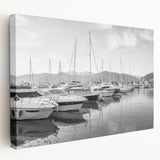 Stretched canvas artwork showcasing a serene harbor landscape with vibrant colors and intricate details, perfect for enhancing home decor and relaxation.
