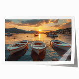 Vibrant wall art print showcasing a serene harbor landscape with soft pastel colors, rolled for easy transport and display, perfect for modern home decor.