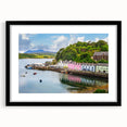 Framed black mat wall art showcasing a stunning harbor landscape design, perfect for home decor, featuring vibrant colors and detailed imagery. Ideal for nautical-themed interiors.