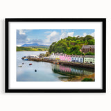 Framed black mat wall art showcasing a stunning harbor landscape design, perfect for home decor, featuring vibrant colors and detailed imagery. Ideal for nautical-themed interiors.