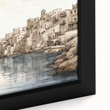 Framed wall art canvas showcasing a serene harbor landscape design, featuring vibrant colors and intricate details, perfect for enhancing home decor.