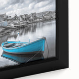 Framed canvas close-up showcasing a vibrant harbor landscape design with intricate details and rich colors, ideal for enhancing home decor and creating a serene atmosphere.