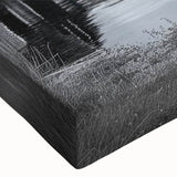 Close-up of a vibrant stretched canvas wall art piece showcasing an abstract harbor landscape design, featuring rich blues and greens, perfect for home decor.