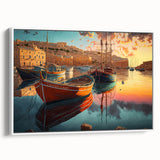 Framed canvas wall art from the Landscapes Harbor Design collection, showcasing serene coastal scenery in soft blues and whites, perfect for home decor.