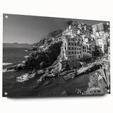 Acrylic-glass wall art collection showcasing a vibrant harbor landscape design with a side view, featuring decorative pins for easy display. Perfect for enhancing modern home decor with coastal charm.