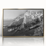 Framed acrylic wall art showcasing a vibrant harbor landscape design with golden accents, perfect for adding a touch of elegance to modern home decor.