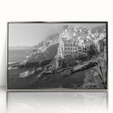 Framed acrylic wall art featuring a serene harbor landscape design with silver accents, showcasing tranquil water reflections and vibrant colors, perfect for home decor.