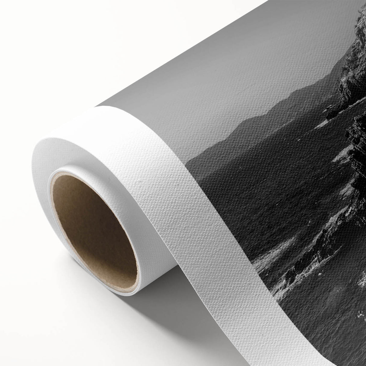 Rolled canvas showcasing a vibrant harbor landscape design, featuring rich colors and intricate details, ideal for modern home decor, packaged securely for delivery.