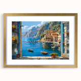 Framed wall art from the Landscapes Harbor Design collection, featuring a stunning gold mat and elegant frame, showcasing serene coastal scenery perfect for home decor.