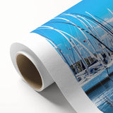 Rolled canvas showcasing a vibrant harbor landscape design, featuring rich colors and intricate details, perfect for enhancing home decor. Packaged securely in a tube for safe delivery.