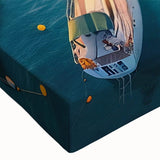 Close-up of a vibrant stretched canvas featuring a serene harbor landscape design, showcasing rich colors and fine details, perfect for home decor.