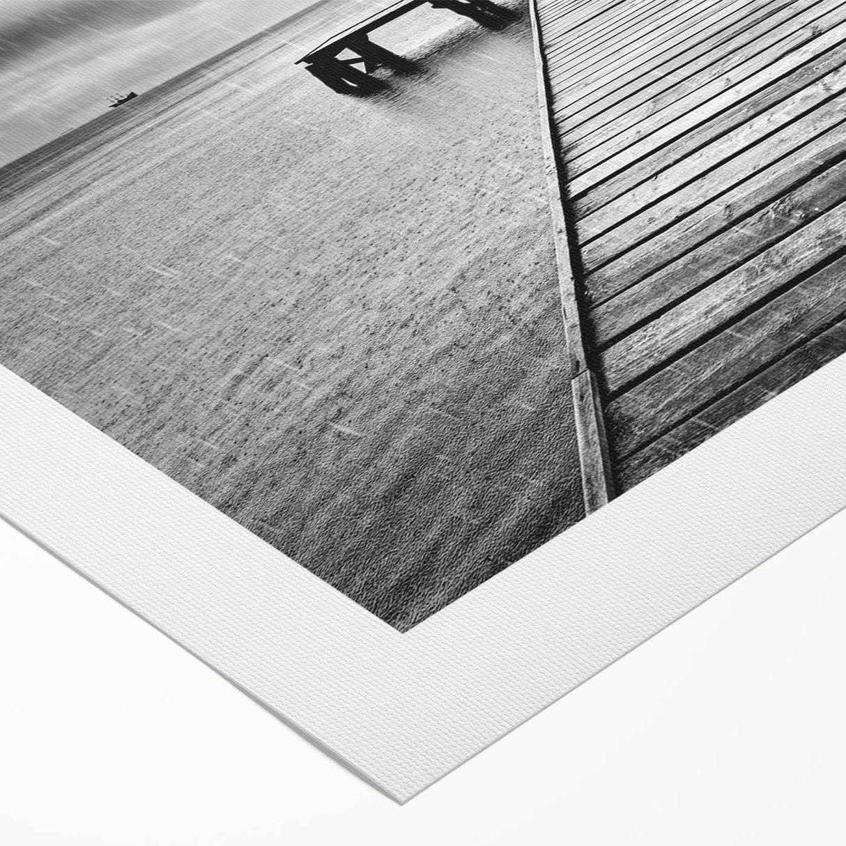 Rolled canvas showcasing a serene harbor landscape design, featuring vivid blues and greens, perfect for home decor. Packaged securely in a cardboard tube.