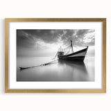 Framed wall art from the Harbor Design 22 collection, showcasing a serene landscape with gold accents and a mat, perfect for enhancing modern interiors.