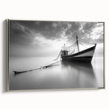 Framed canvas wall art from the Landscapes Harbor Design 22 collection, showcasing serene coastal scenery with silver accents, perfect for modern home decor.