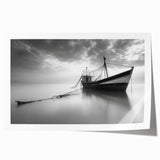 Rolled print showcasing a vibrant harbor landscape design with blue and green hues, ideal for enhancing home decor, packaged securely for delivery.