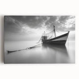 Stretched canvas artwork showcasing a serene harbor landscape design with vibrant colors and intricate details, ideal for home or office decor.