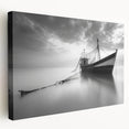 Stretched canvas wall art depicting a serene coastal harbor landscape, showcasing vibrant blue waters, lush greenery, and a clear sky, perfect for home decor.