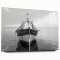 Acrylic glass wall art collection showcasing a vibrant harbor landscape design, featuring rich colors and intricate details, displayed from a side view with pins for hanging. Perfect for enhancing home decor with a nautical theme.