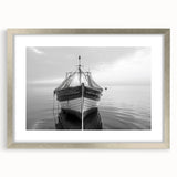 Framed silver wall art depicting a serene harbor landscape, featuring calming blue tones and intricate details, perfect for home decor and interior design.