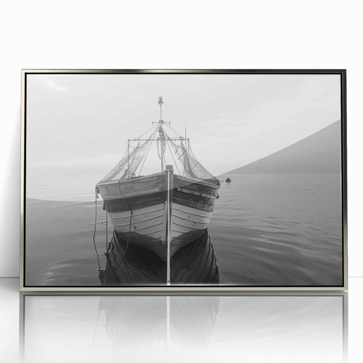 Framed acrylic wall art depicting a serene harbor landscape, featuring vibrant colors and intricate details, designed to enhance any modern decor setting.