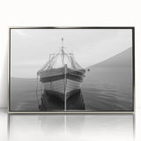 Framed acrylic wall art depicting a serene harbor landscape, featuring vibrant colors and intricate details, designed to enhance any modern decor setting.