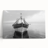 Stretched canvas wall art showcasing a serene harbor landscape with vibrant colors, ideal for home decor or office ambiance, enhancing any interior space.