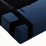 Close-up of a stretched canvas showcasing a vibrant harbor landscape design, featuring rich blues and greens, ideal for modern home decor and wall art collections.