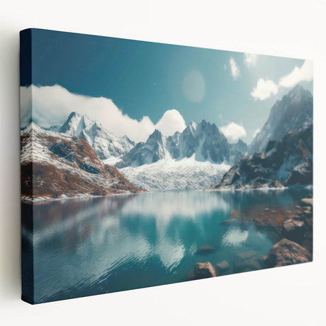 Stretched canvas wall art depicting a serene harbor landscape, showcasing soft blue and green hues with intricate details, perfect for enhancing home decor.