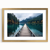 Framed landscape wall art collection showcasing a serene harbor design with a gold mat and frame, perfect for enhancing home decor aesthetics.