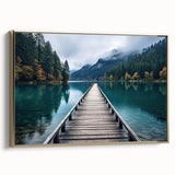 Framed canvas wall art collection showcasing a serene harbor landscape with gold accents, viewed from the side, ideal for elegant home decor.