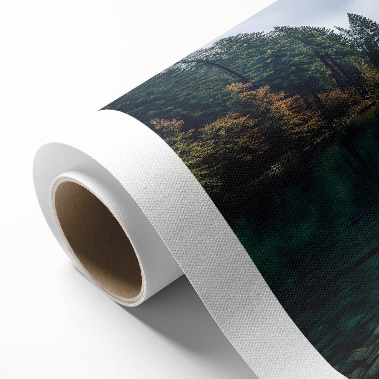 Rolled canvas wall art showcasing a serene harbor landscape design, featuring vibrant blues and greens. Ideal for enhancing home decor or office spaces.